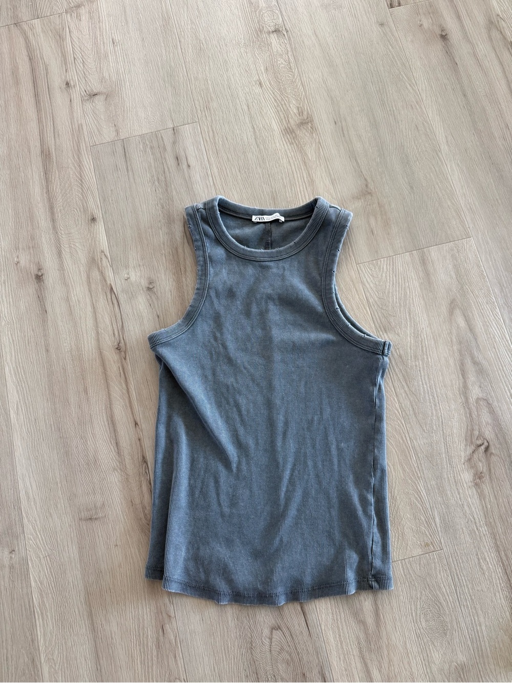 Zara Ribbed Tank in Charcoal